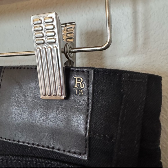 R13 Black denim leather pants, 27 - Picture 5 of 10